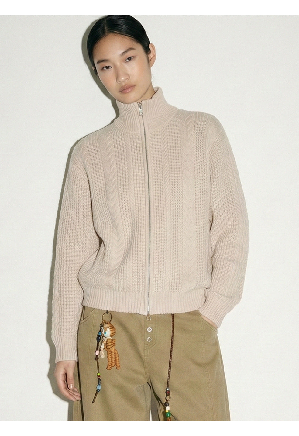 MADEEXTREME Vintage Knitted Stand-up Neck Thickened Jacket