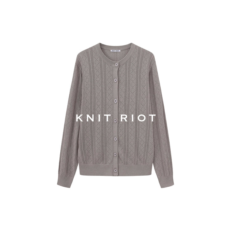 KNITRIOT Hollow Twisted Breathable Knitted Long-sleeved Cardigan