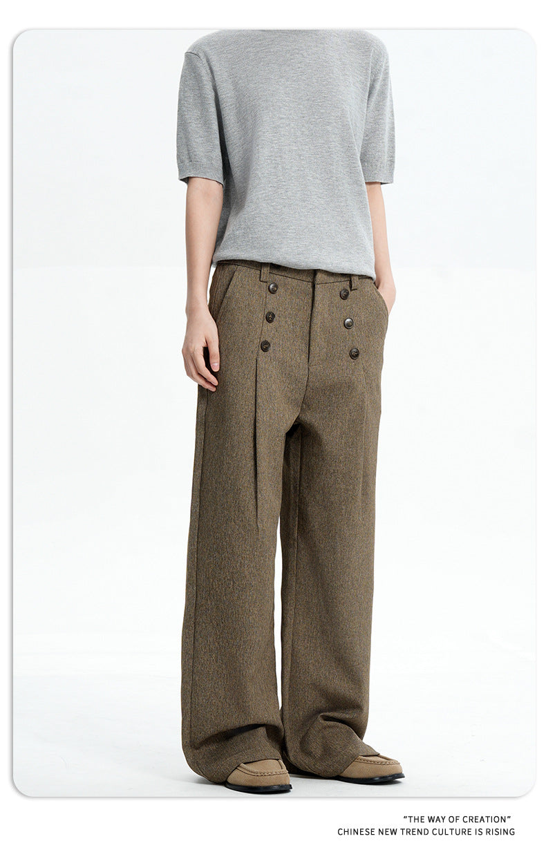 11KN Retro Pleated Loose and Thin Trousers