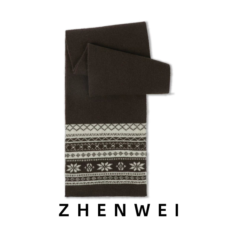 ZHENWEI Pure Wool Fair Island Knitted Small Scarf Scarf