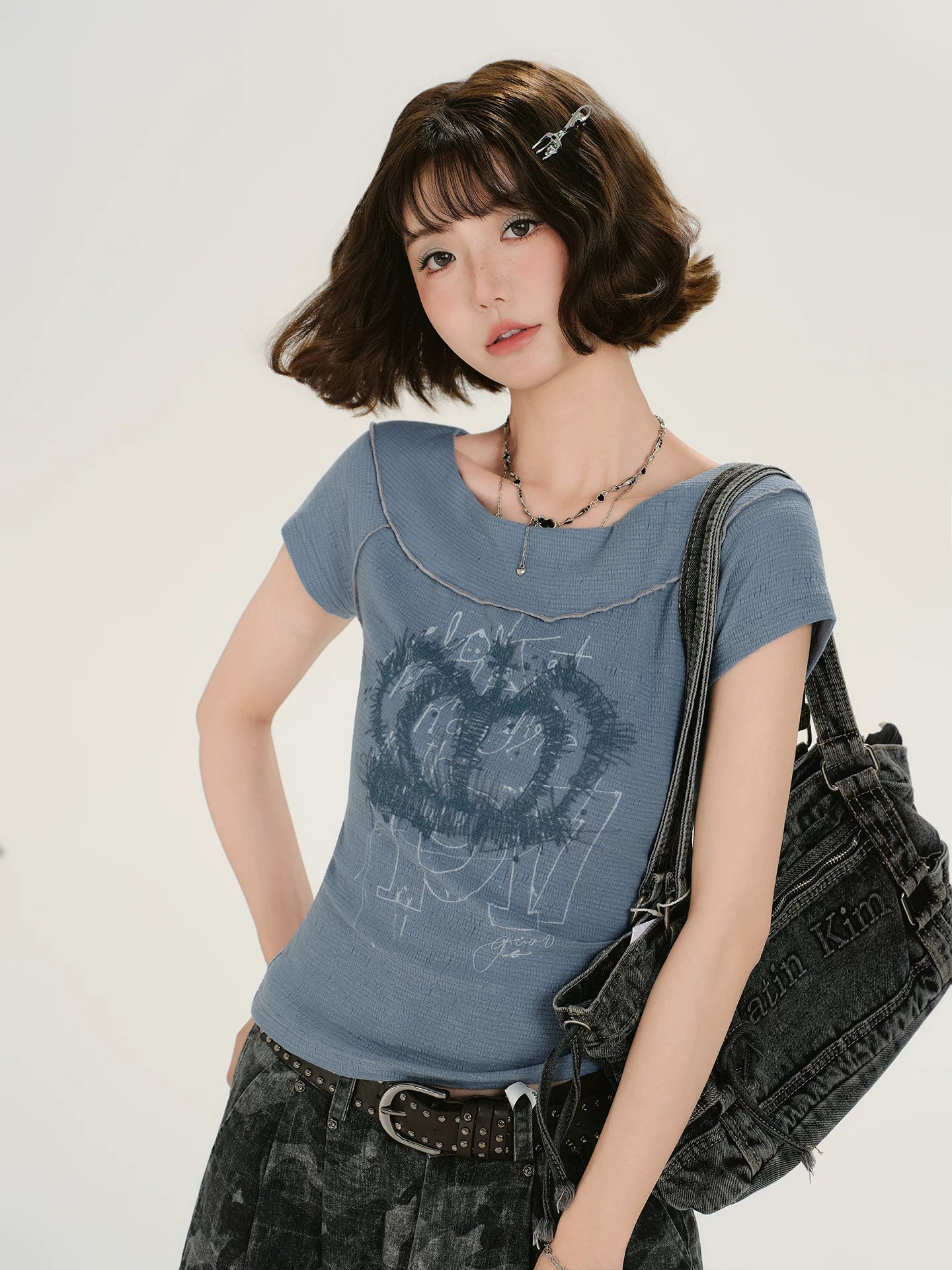 Girlyhalo Lapel Slim Short Tee