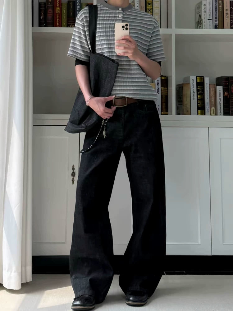 Xanvas Stripes Gradual Change Henry Collar Tee