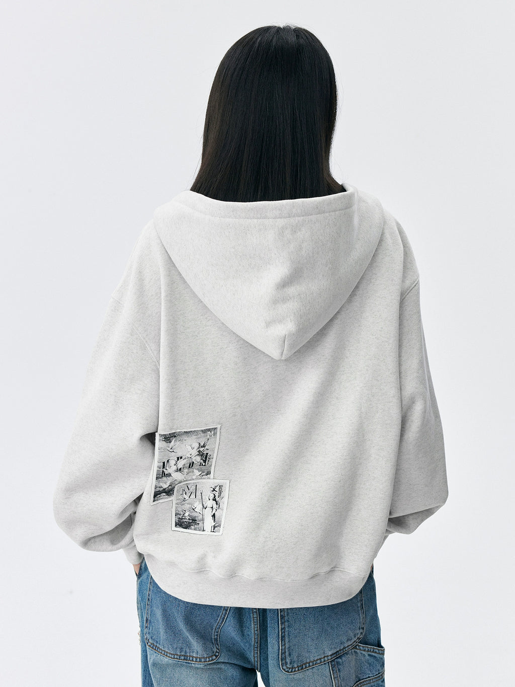 MEDM Angel Patch Casual Hooded Cardigan Sweater
