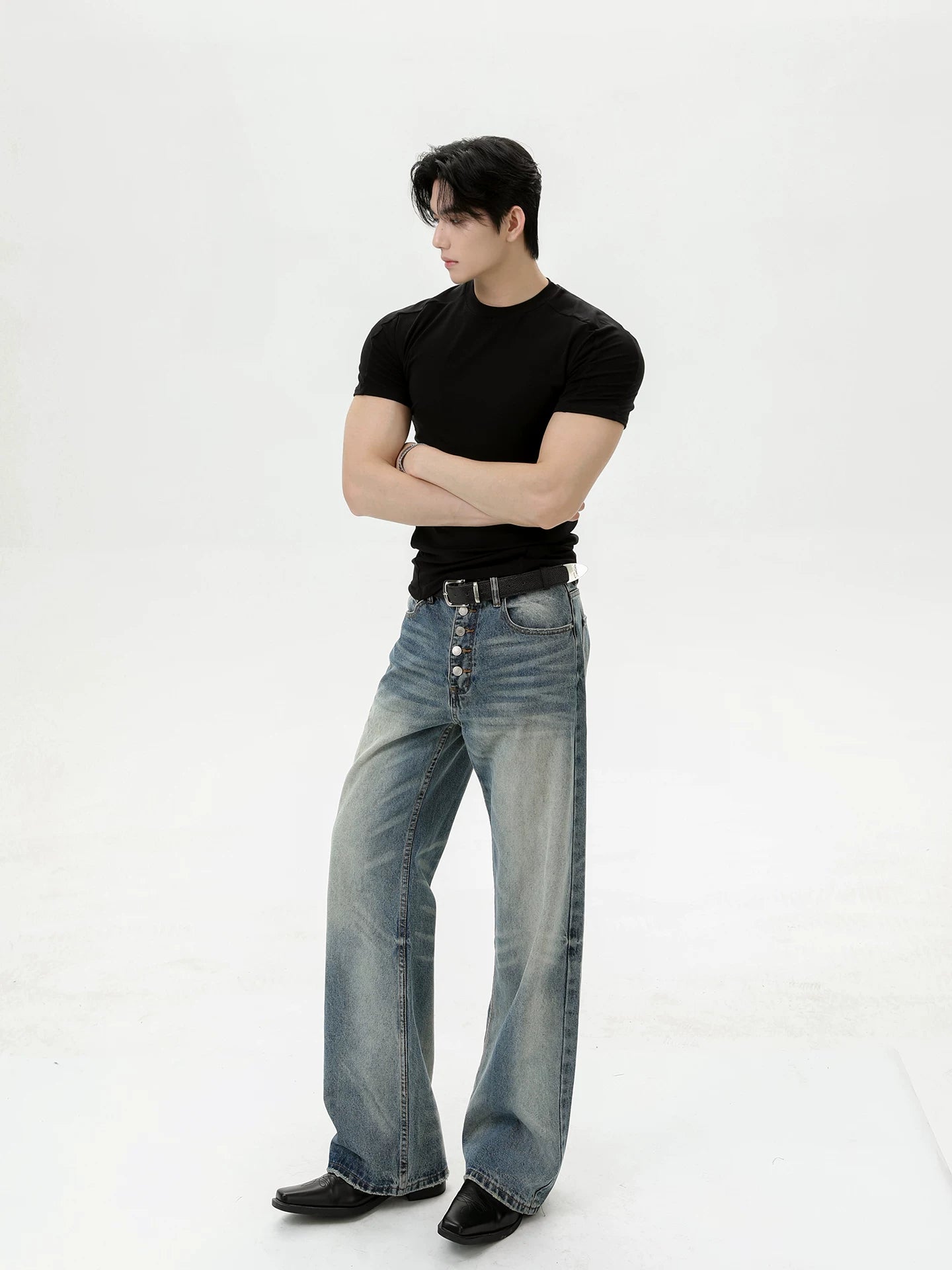 TURNTIDE Front Shoulder Moisture-absorbing and Breathable Slim Tee