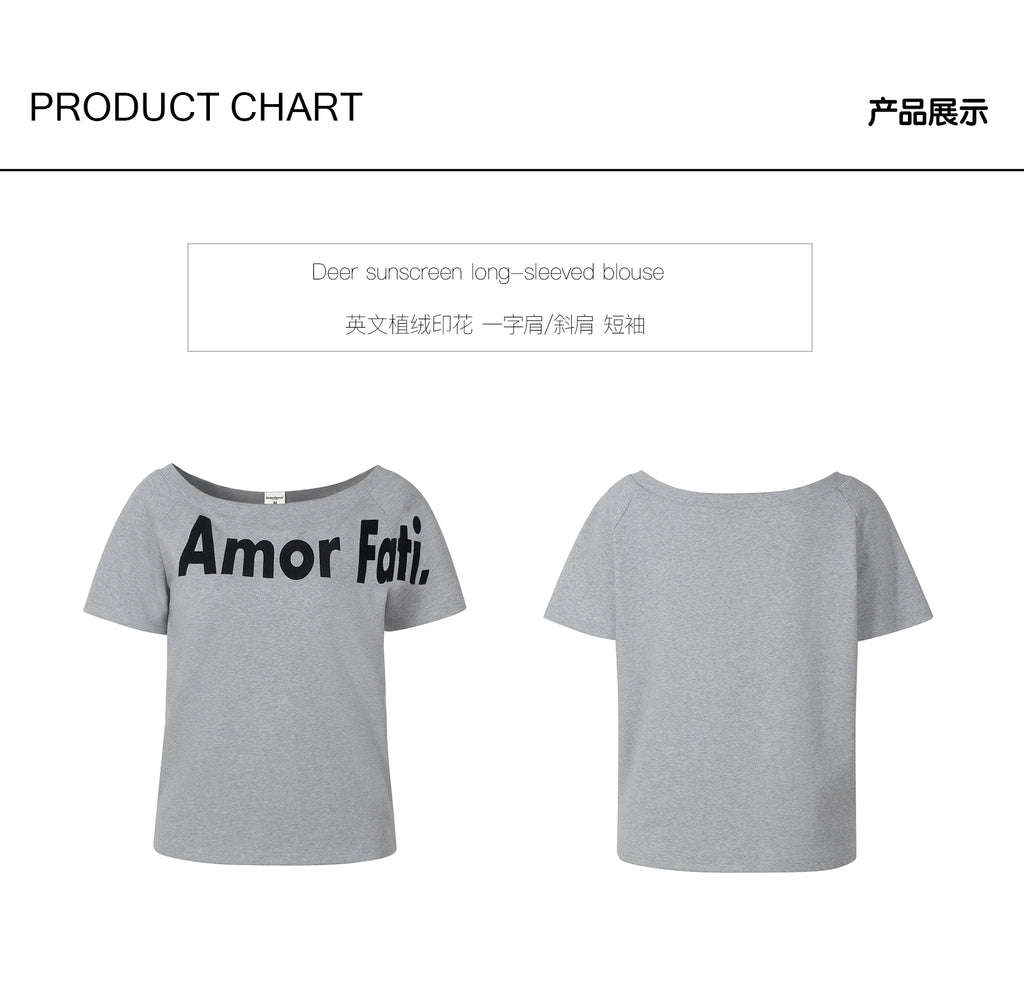 UnderStress Letter Print Sloping Shoulder Loose Tee