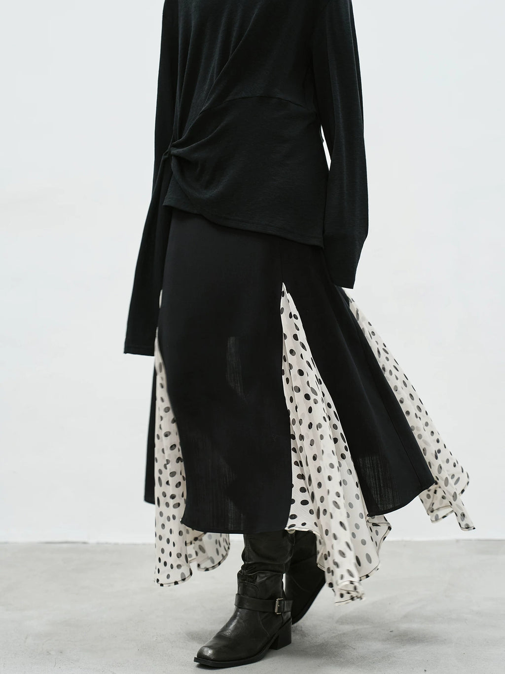 EIGHTHMONTH Splicing Polka Dot Mesh Skirt