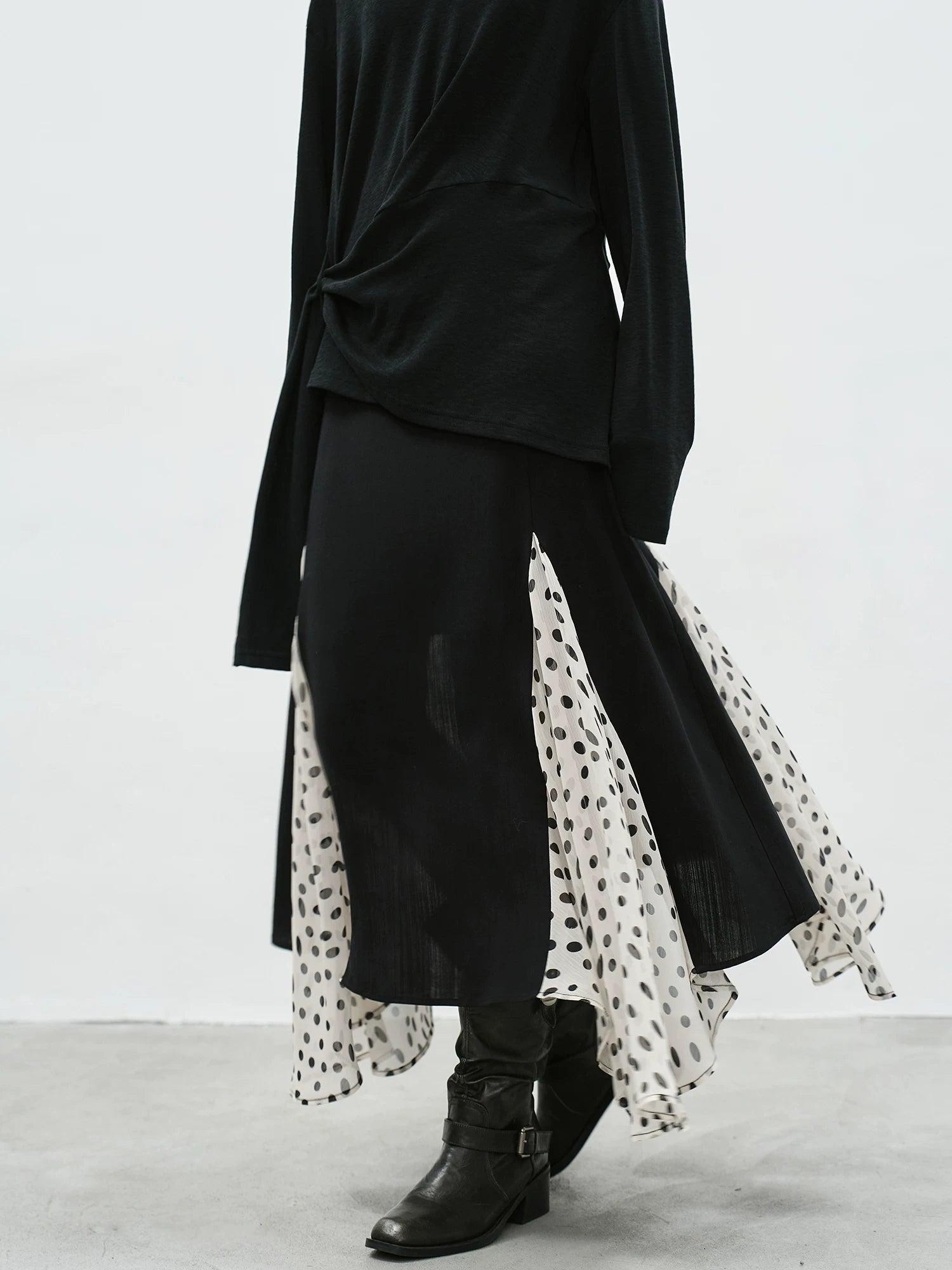 EIGHTHMONTH Splicing Polka Dot Mesh Skirt