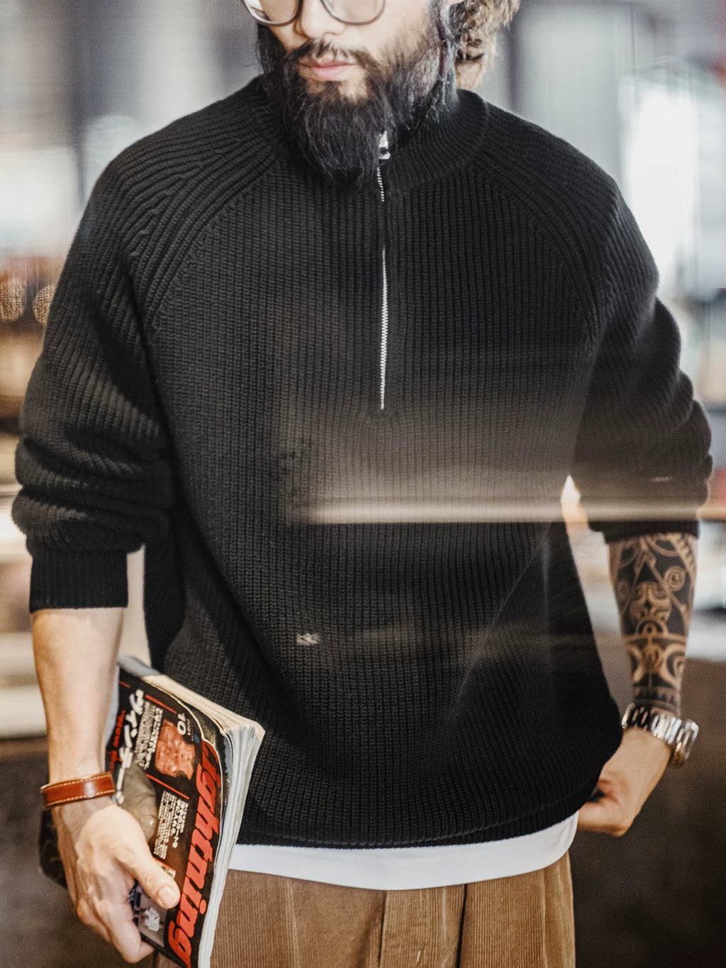 Madden Vintage Half-Zip Turtleneck Neck Sweater