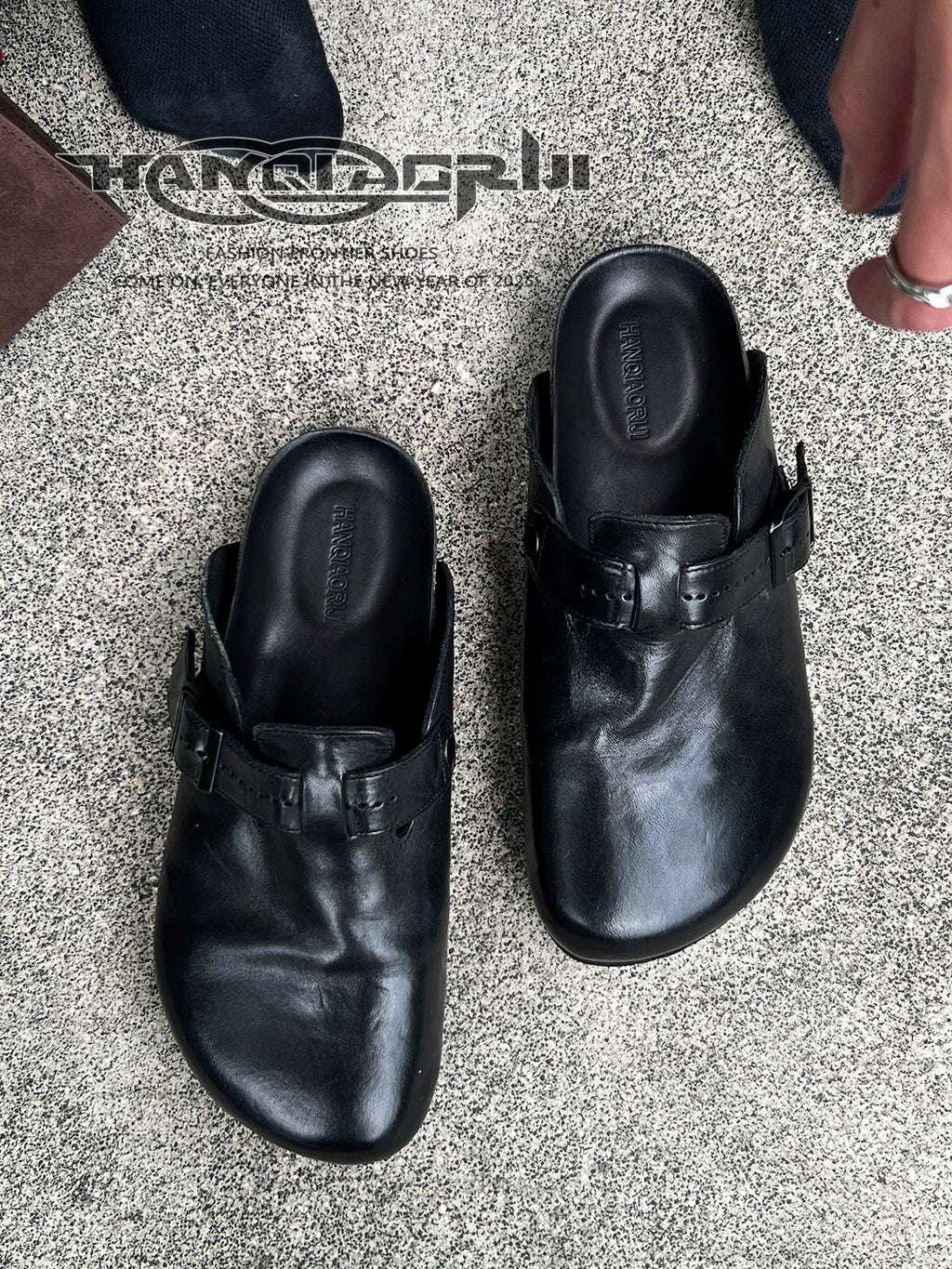 HANQIA Horse Leather Versatile Lazy Bag Head Muller Slippers