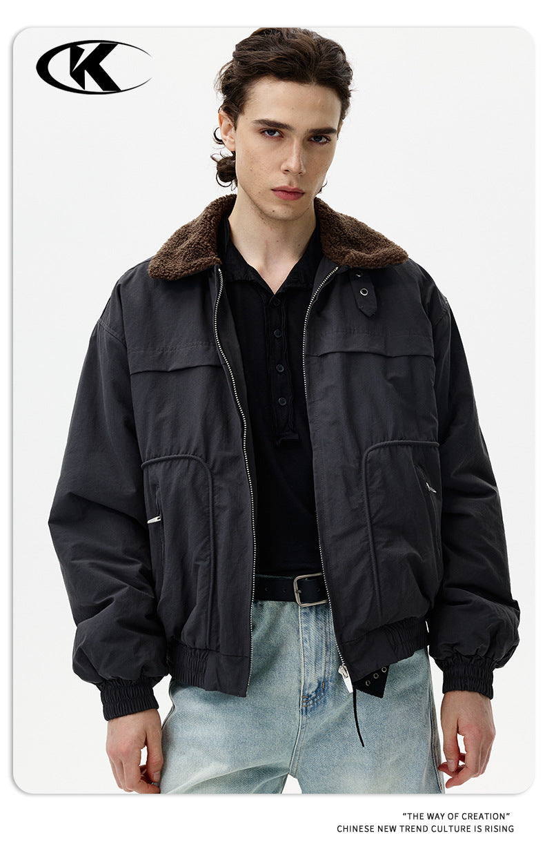 11KN Retro Faux Lamb Wool Lapel Jacket