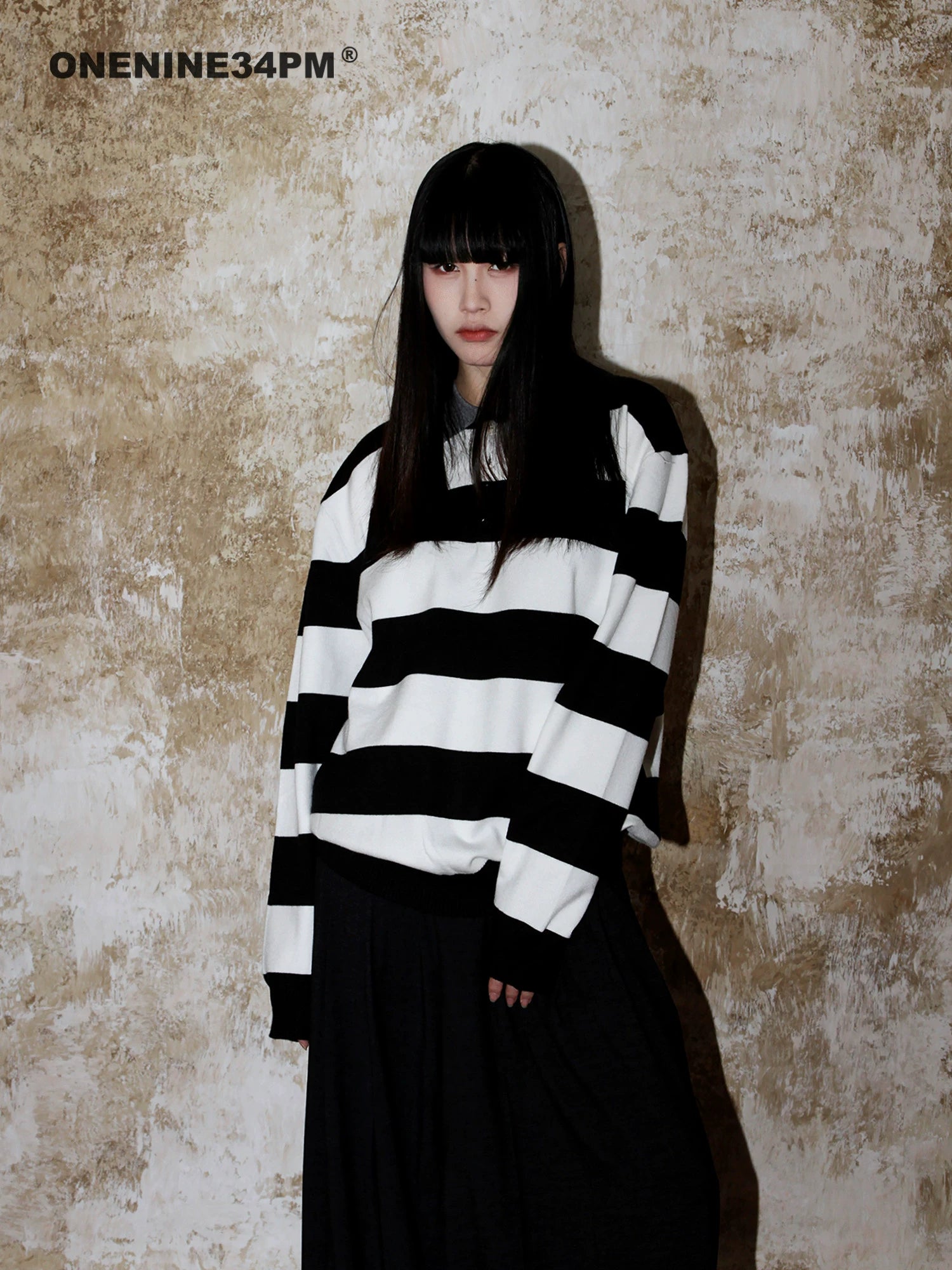 ONENINE34PM Elegant Luxury Striped Polo Shirt