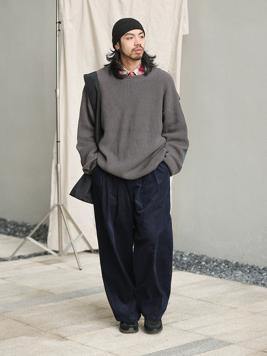 NOEARS Japanese Retro Corduroy Wide-leg Pants