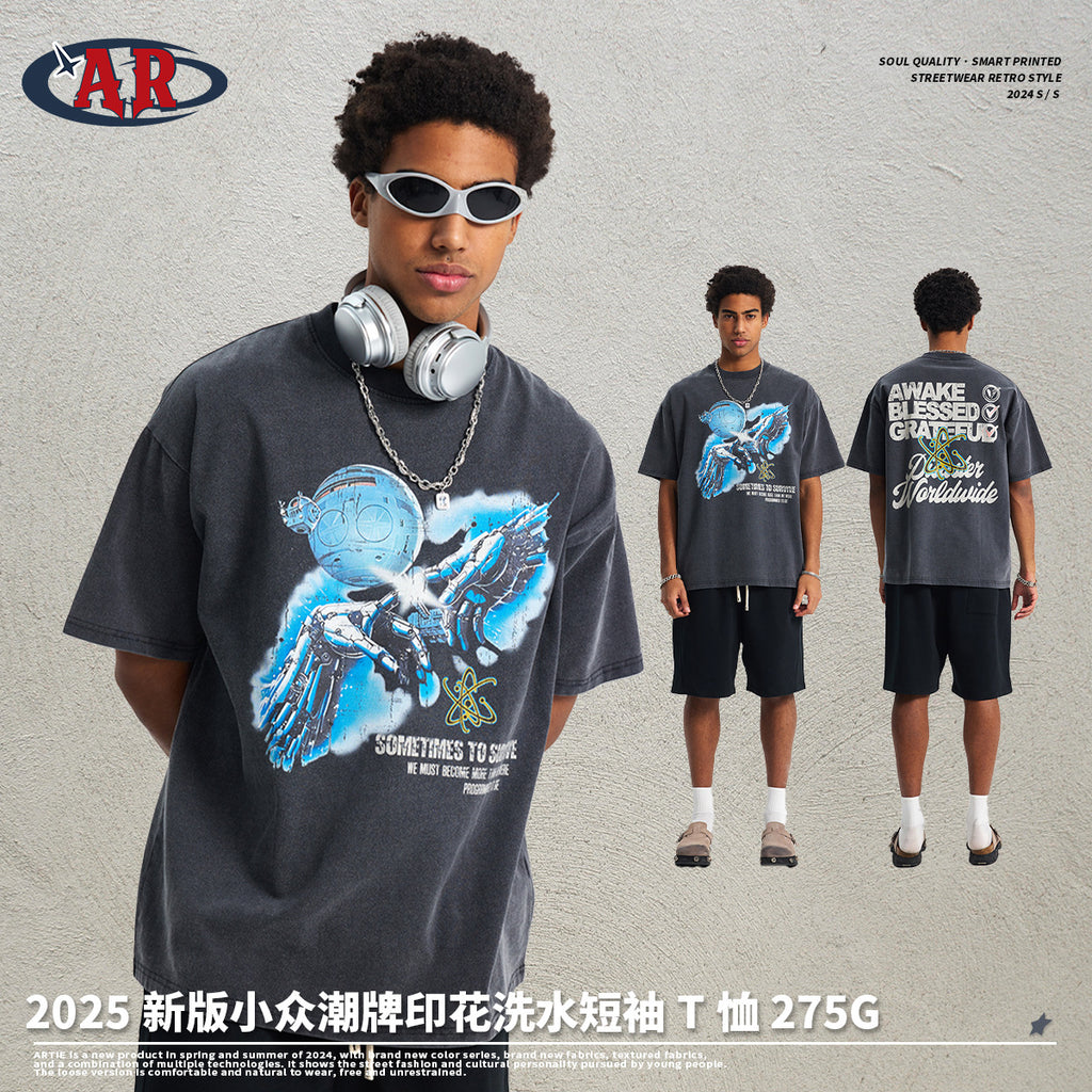 ARTIE Washed Old Loose Printing Tee