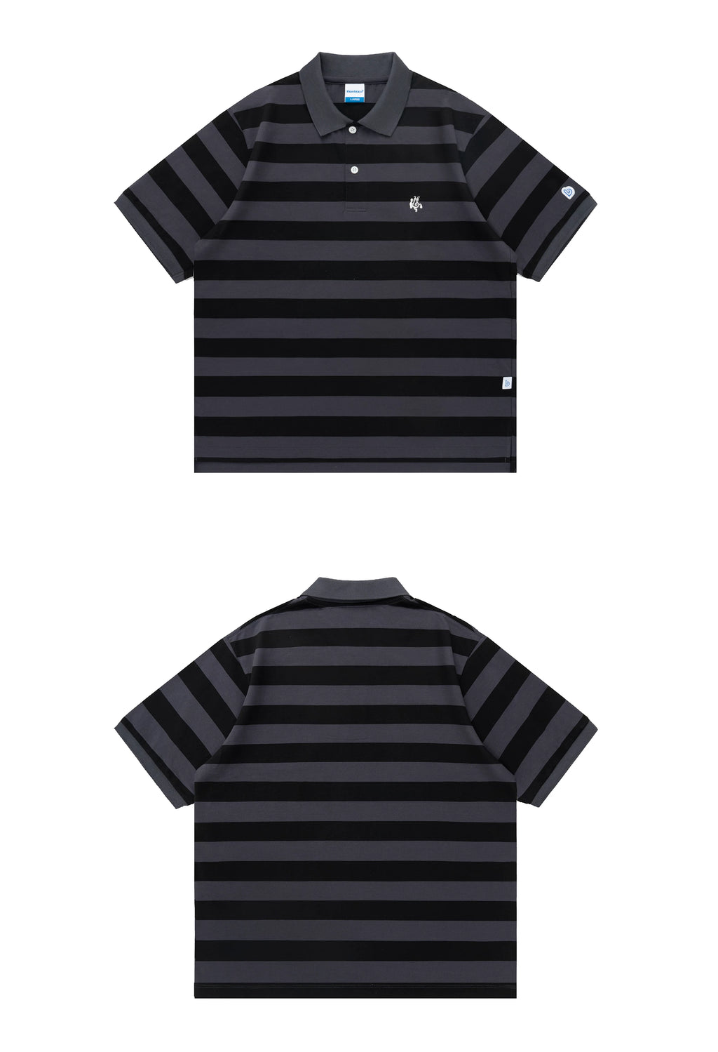 BENT IDEA Wide Stripe Embroidered Polo Shirt Tee