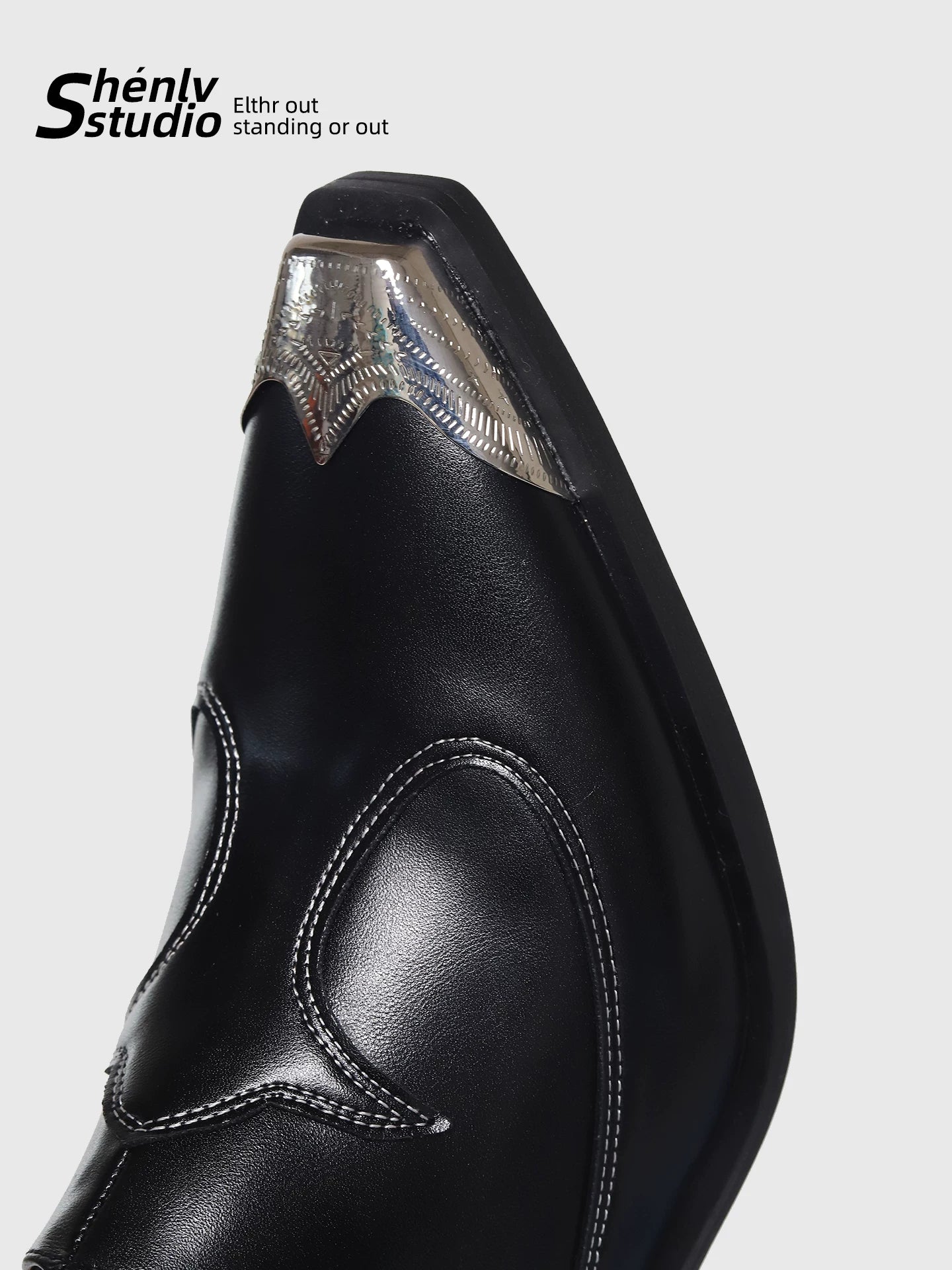 SHENLV STUDIO Pointed-toed High-heeled Leather Shoes