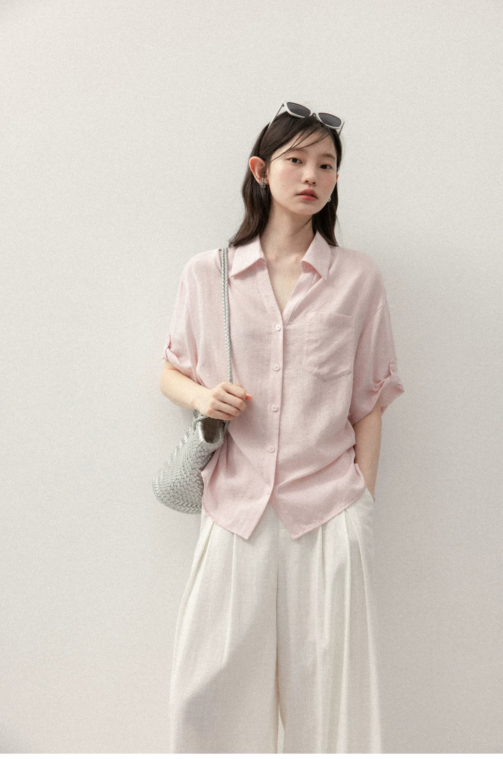 Cantonstory Temperament Lapel Medium Sleeve Shirt