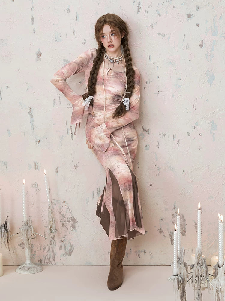 Imone High Waist Slim Pleated Fishtail Dress