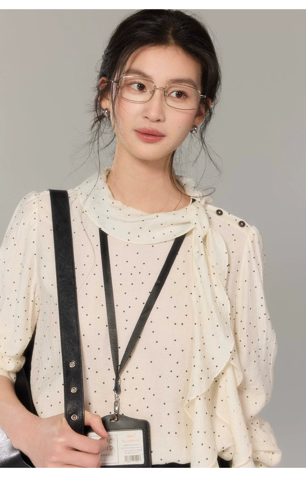TYANG Polka Dot Fungus Edge Loose Streamer Shirt
