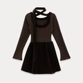 EGGKA Temperament Splicing Slim-fitting Waist A-word Dress
