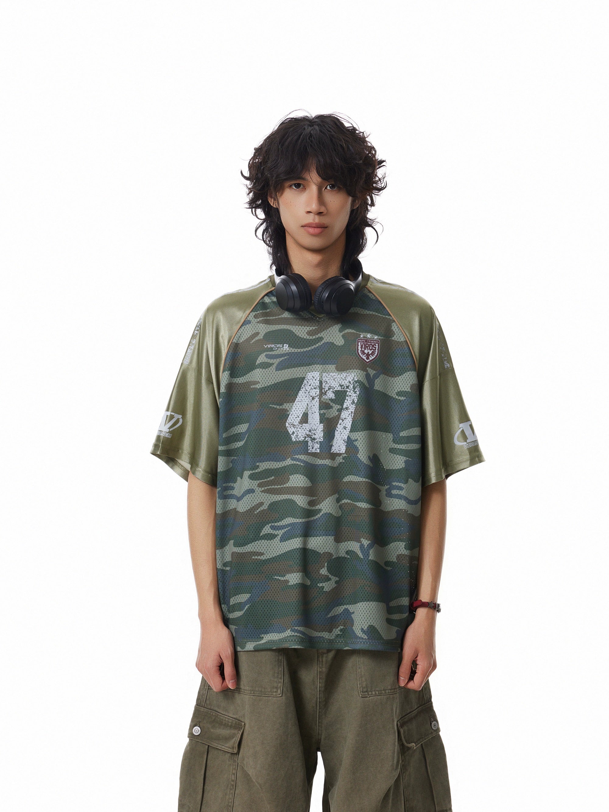BTSG Mesh Camouflage Splicing Jersey Tee
