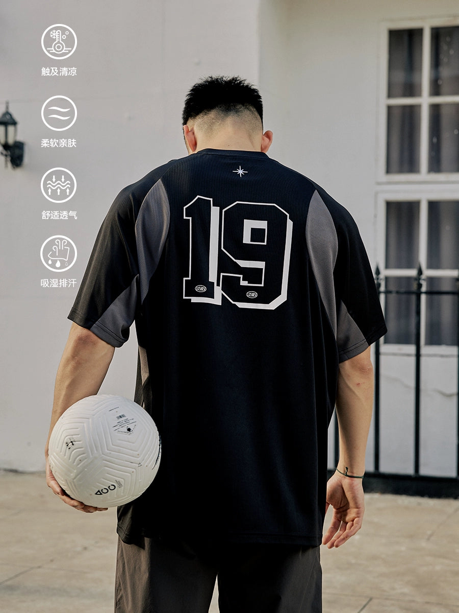 LUSHISI Quick-drying Splicing Retro Tee