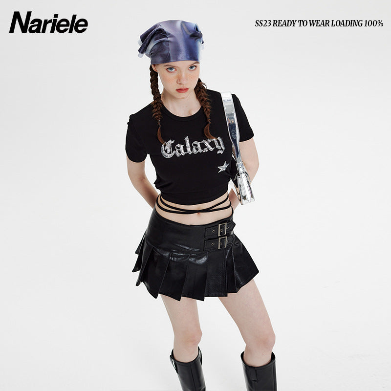 Nariele European and American Babes Sexy Straps Short Tee