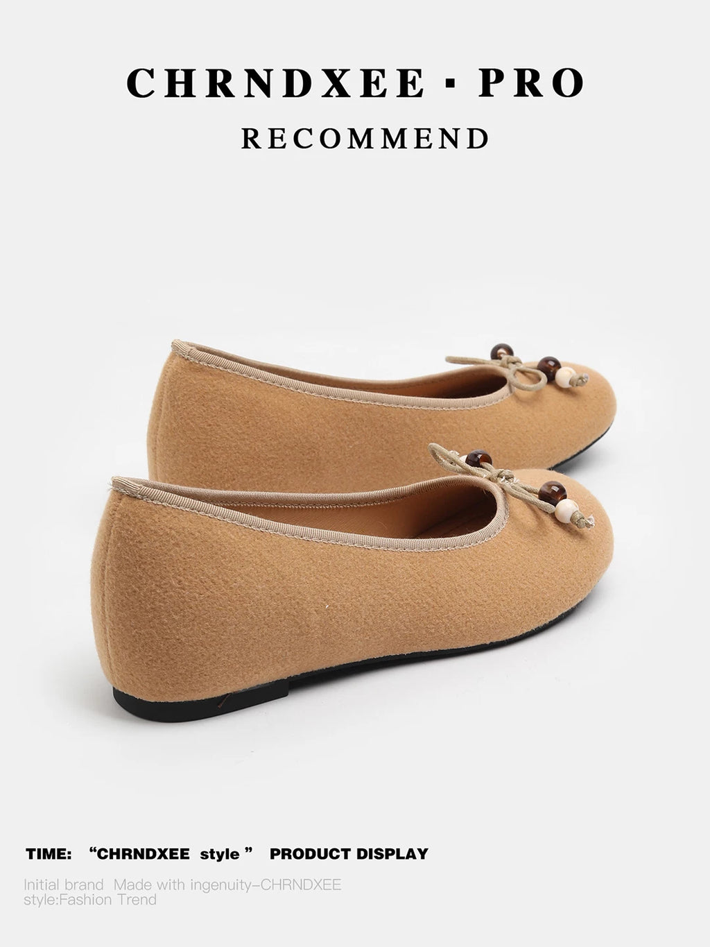 CHRNDXEE Beaded Bow Flat Shoes