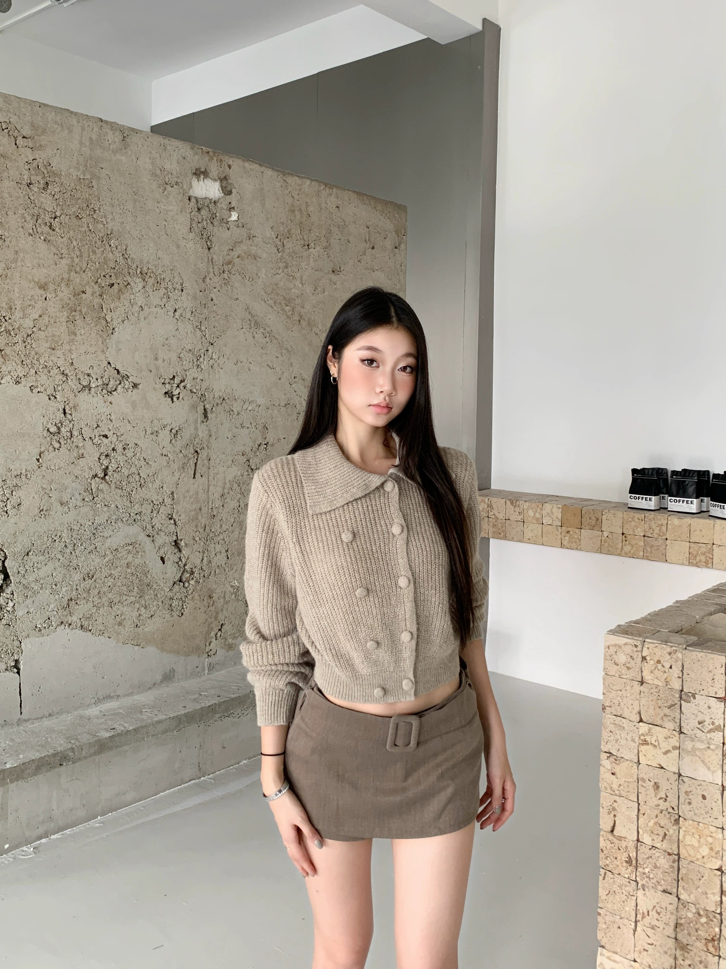 WITHMIN Skinny Casual Versatile Short Cardigan