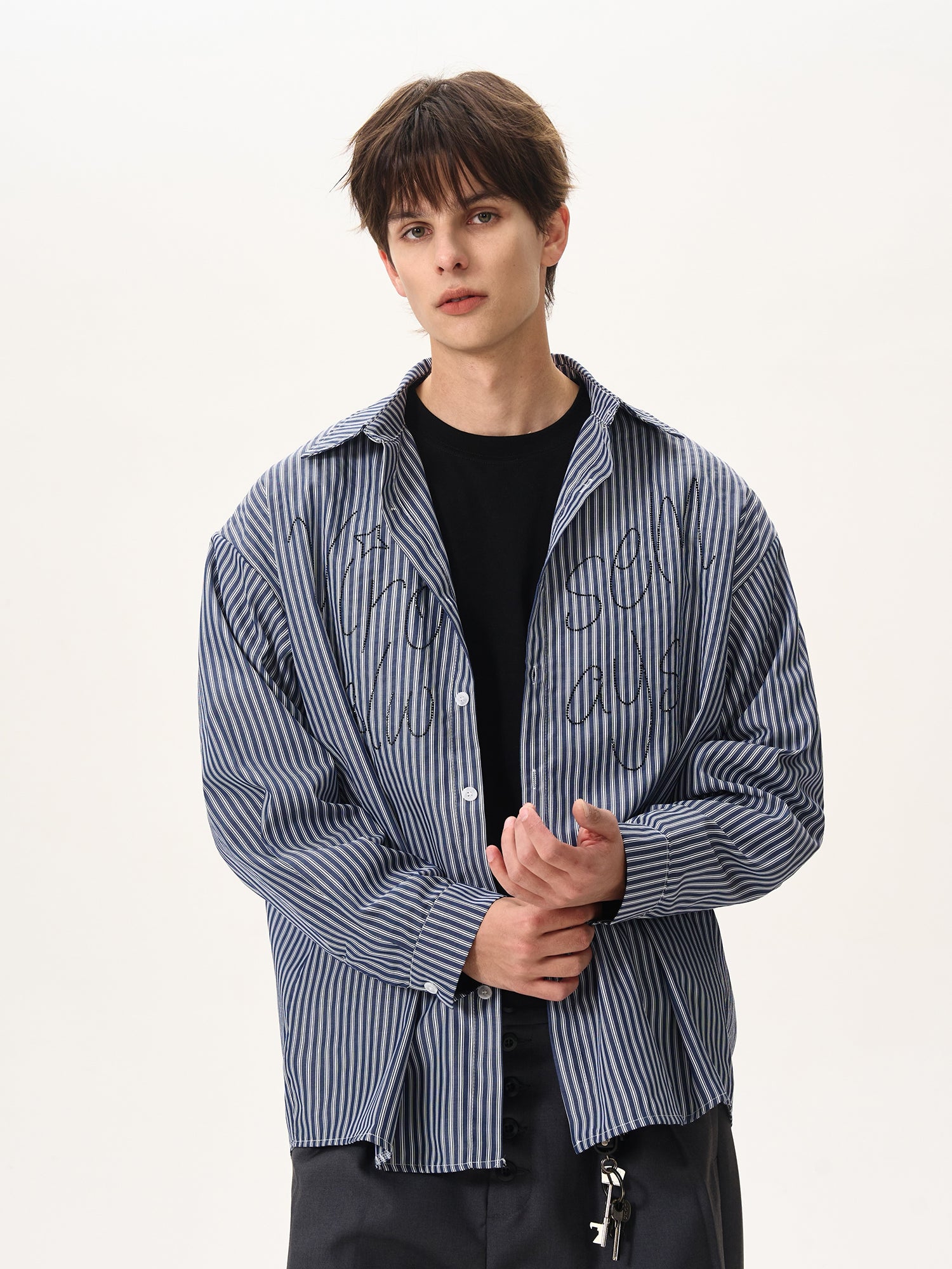 BTSG Vertical Stripe Diamond Alphabet Shirt
