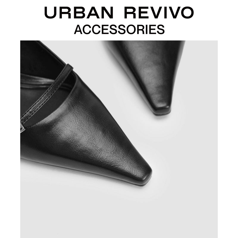 URBAN REVIVO Trendy Pointed Cat Heels Empty Shoes
