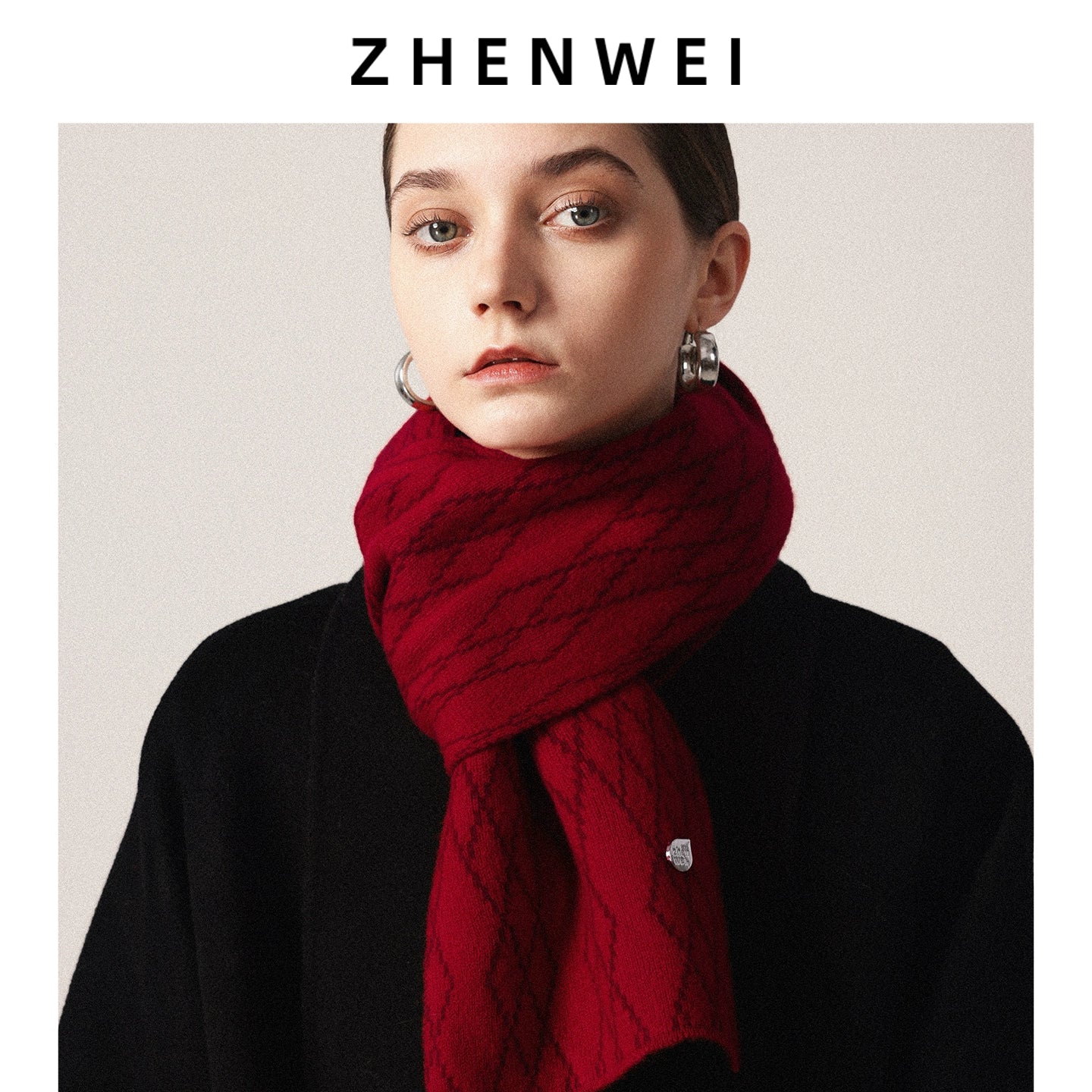 ZHENWEI Rhombus Plaid Short Knitted Scarf