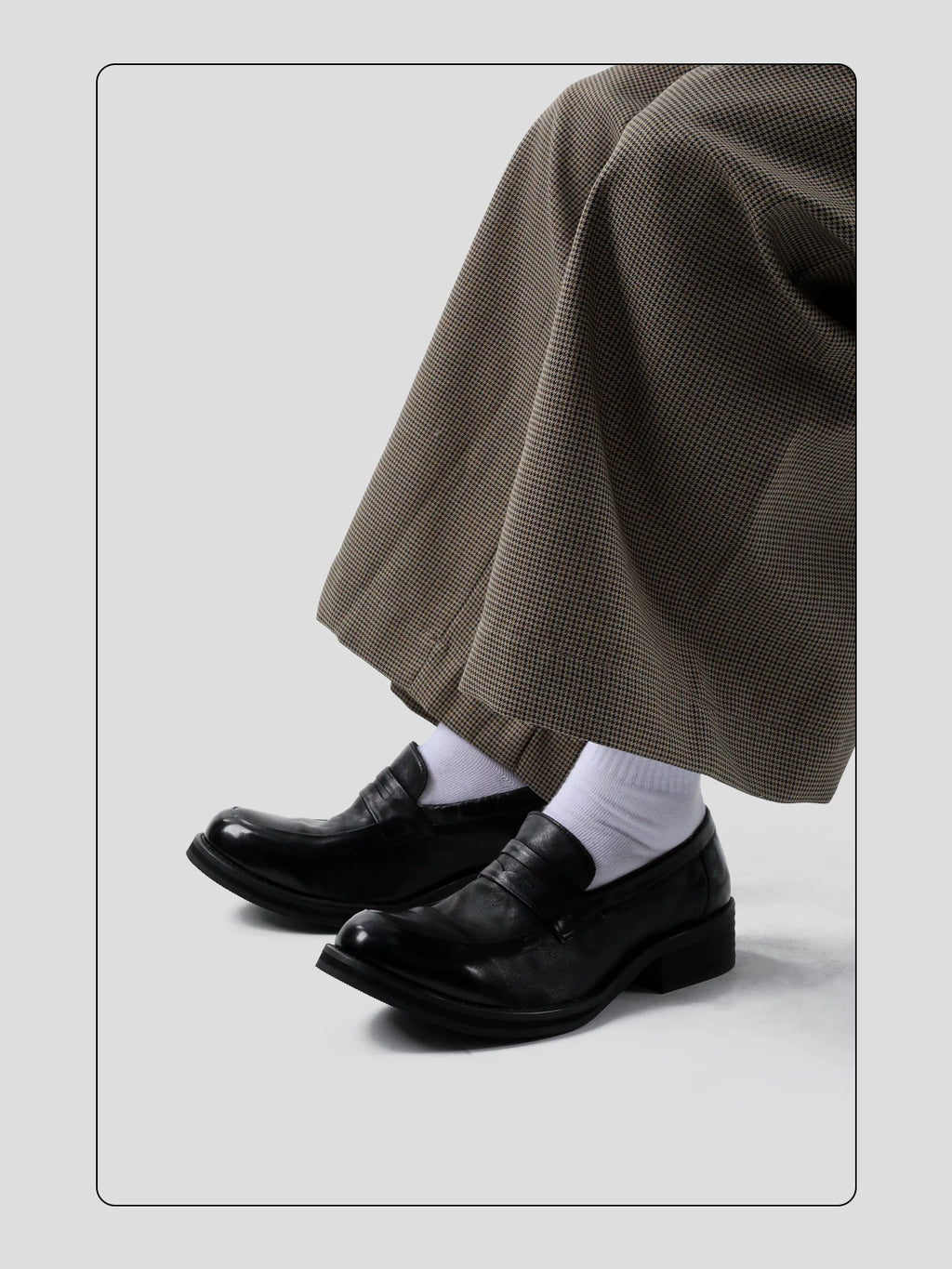 HANQIAORJI Cowhide Yuppie Heightening Loafers