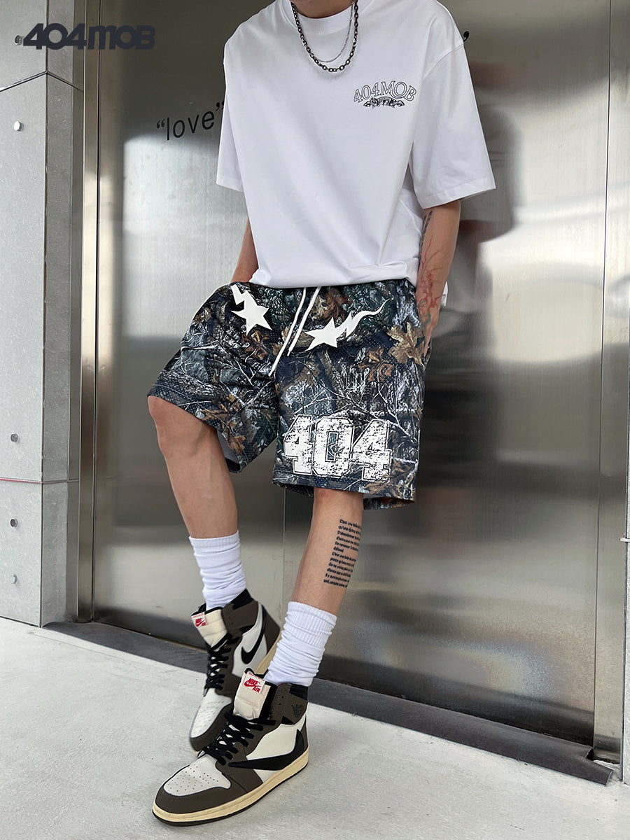 404MOB camouflage printed mesh shorts