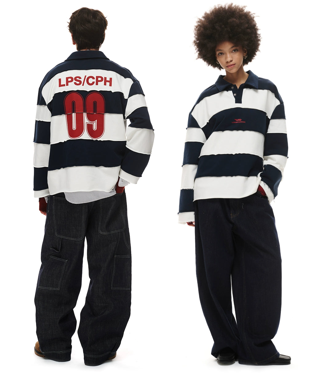 Loopsoon Two-tone Stitching Creative Polo Sweater