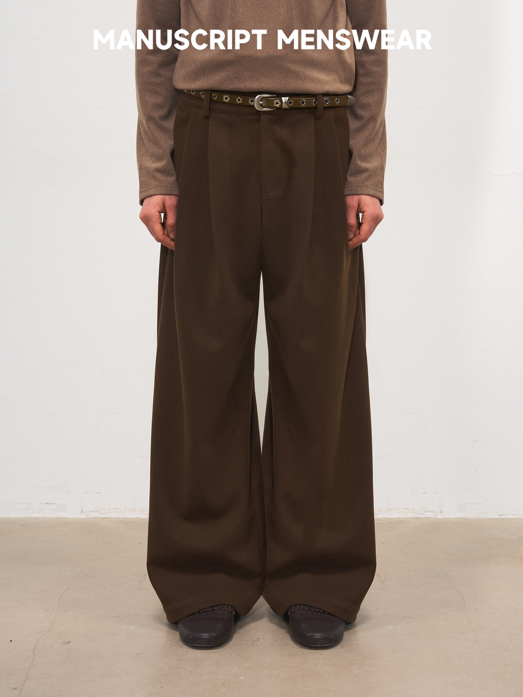 MANUSCRIPT Wide-leg Casual Woolen Trousers