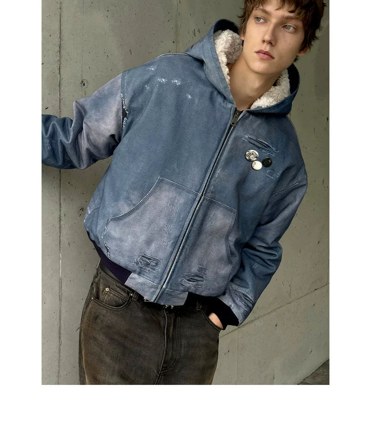 NONRADICAL 3D Printed Bead Sail Hooded Fleece Jacket