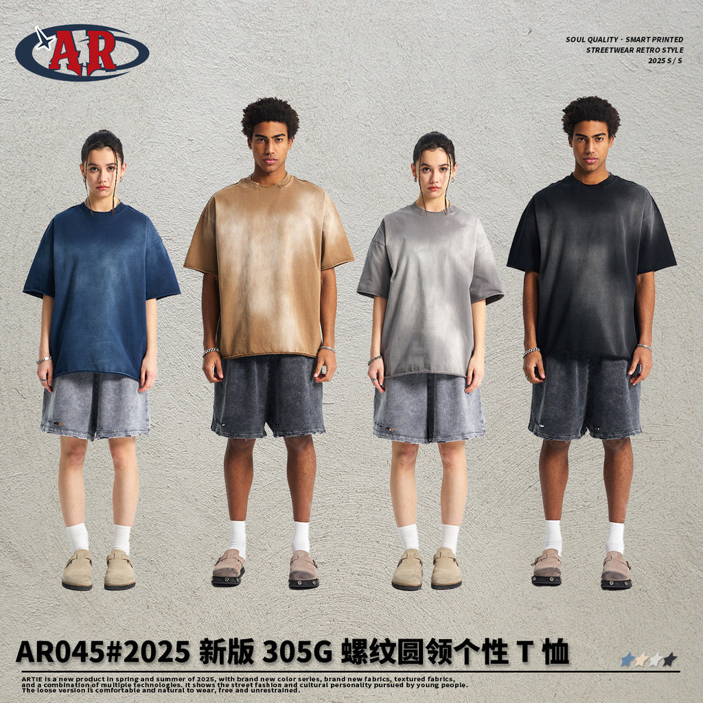 ARTIE Collar Loose Edge Spray Dye Old Tee