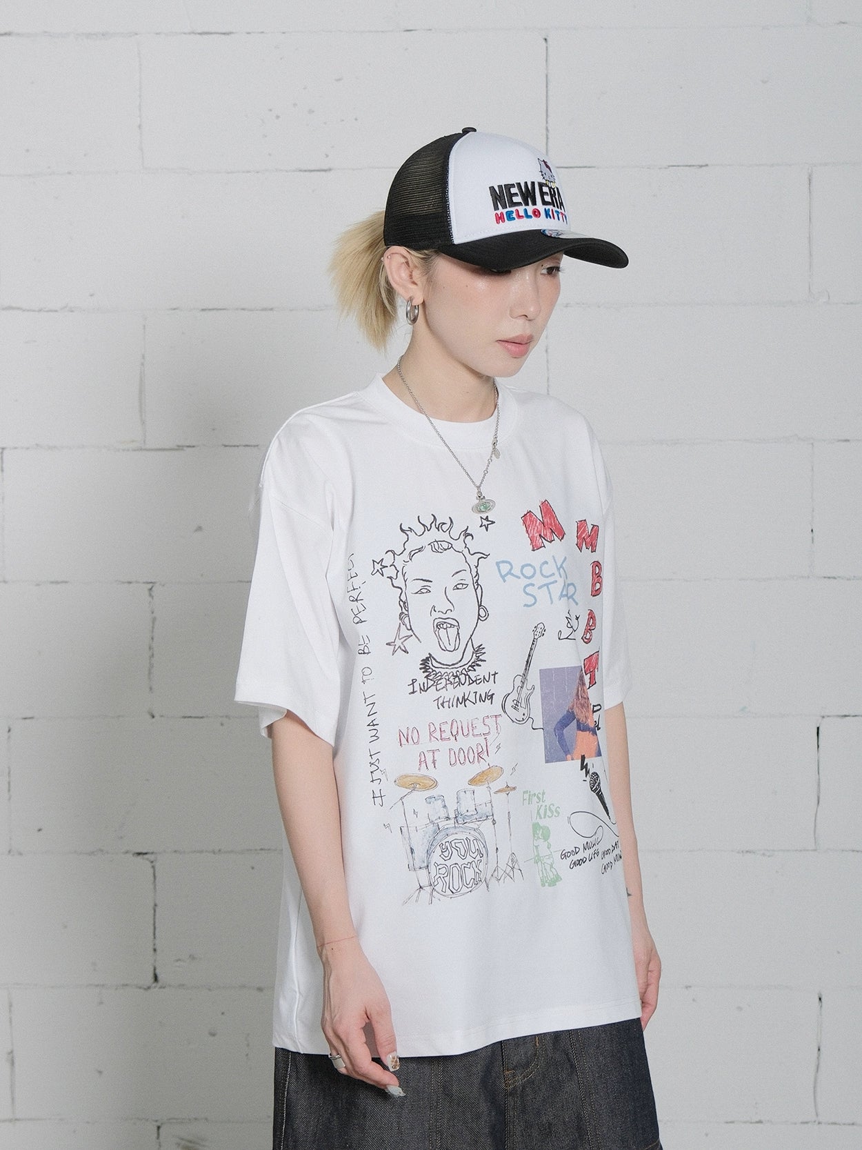 MMBBT Rock Graffiti Print Loose Tee
