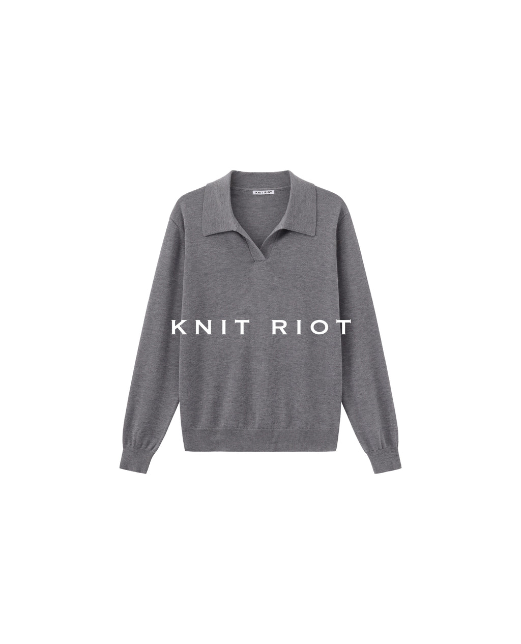 KNITRIOT Lapel Simple Polo Slack Knitted Long Sleeves