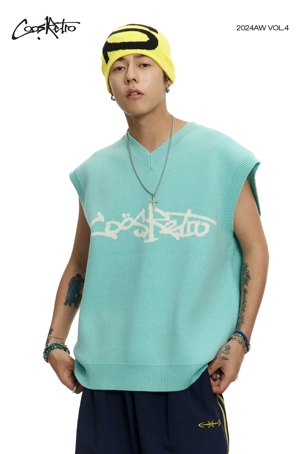 CoosRetro College Style Knitted V-Neck Sweater