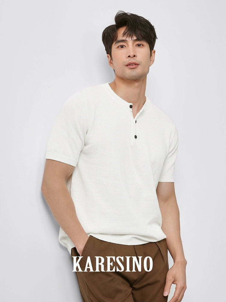 KARESINO Breathable Henry Collar Casual Tee