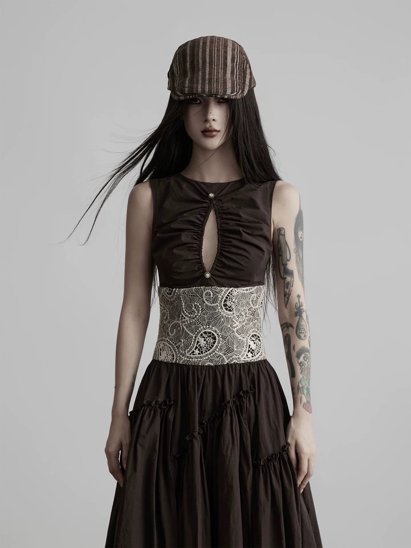 INDULGE Hollow Lace Waist Dress
