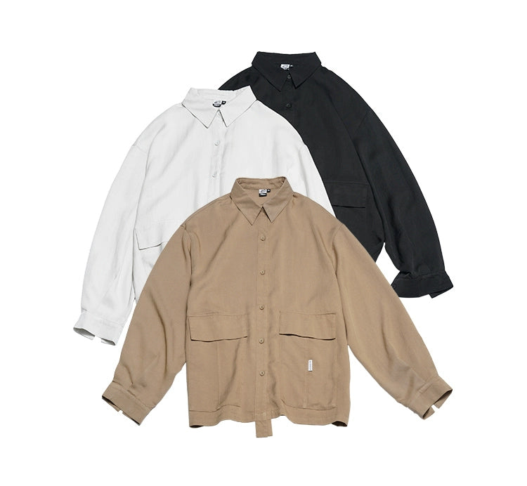 STILLYOU New Chinese-style Light Pocket Drape Long-sleeved Shirt