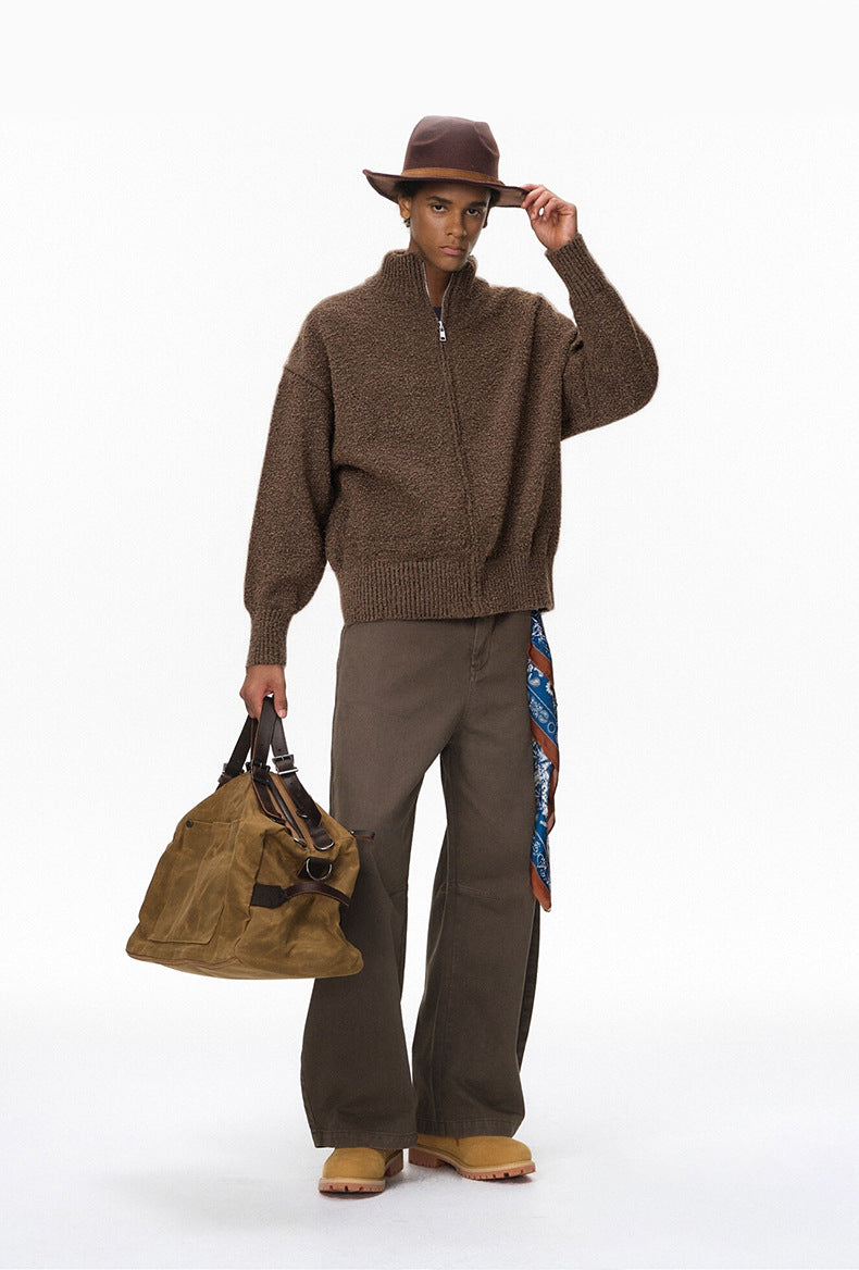 Inflation Vintage Stand-Up Collar Sweater Jacket