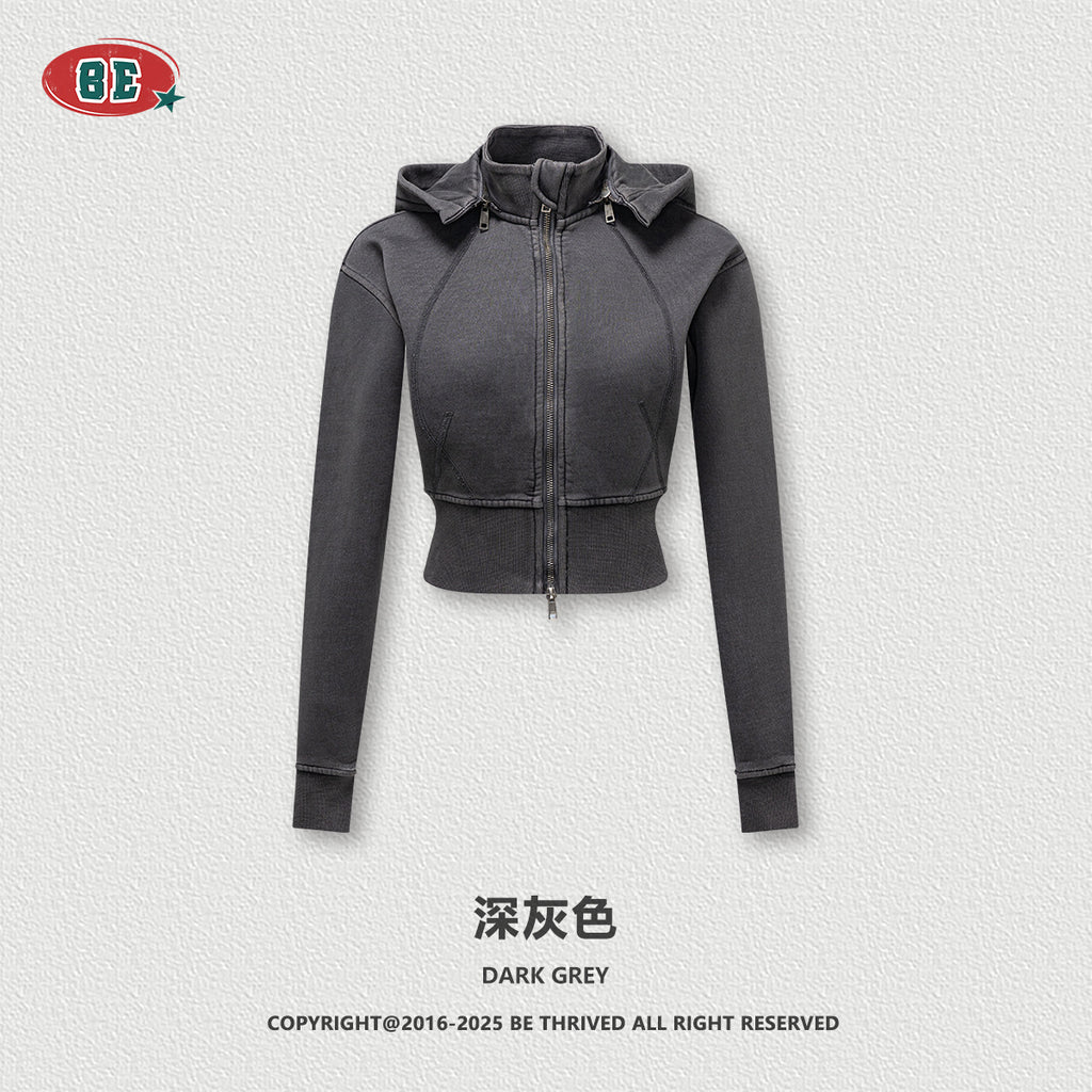 BE Retro Short Waist Zipper Jacket
