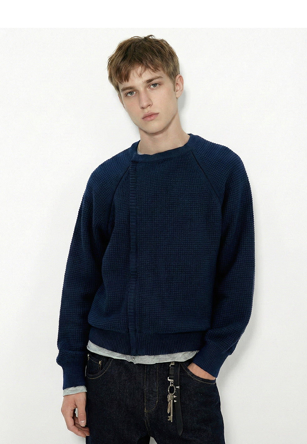 MADEEXTREME Vintage Stitched Irregular Crew Neck Sweater