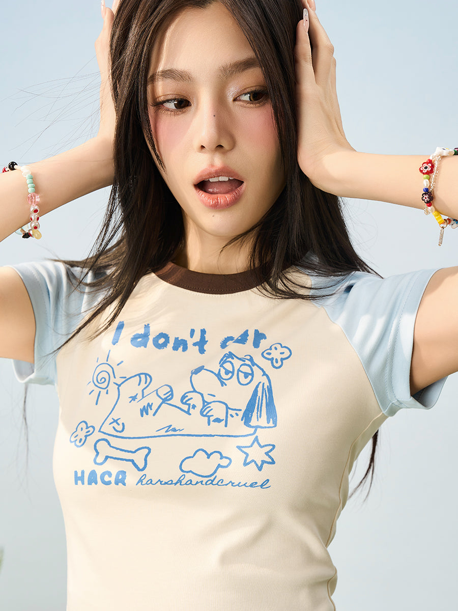 HACR Macaron Color Hand Painted Puppy Loose Tee