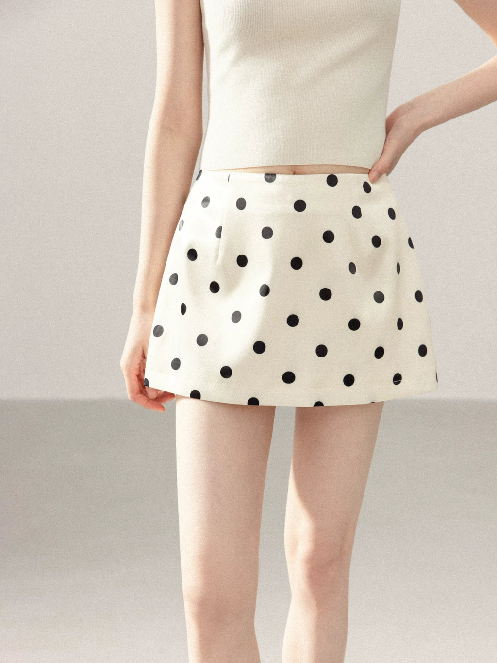 Cantonstory Polka Dot High Waist Slim Skirt Pants