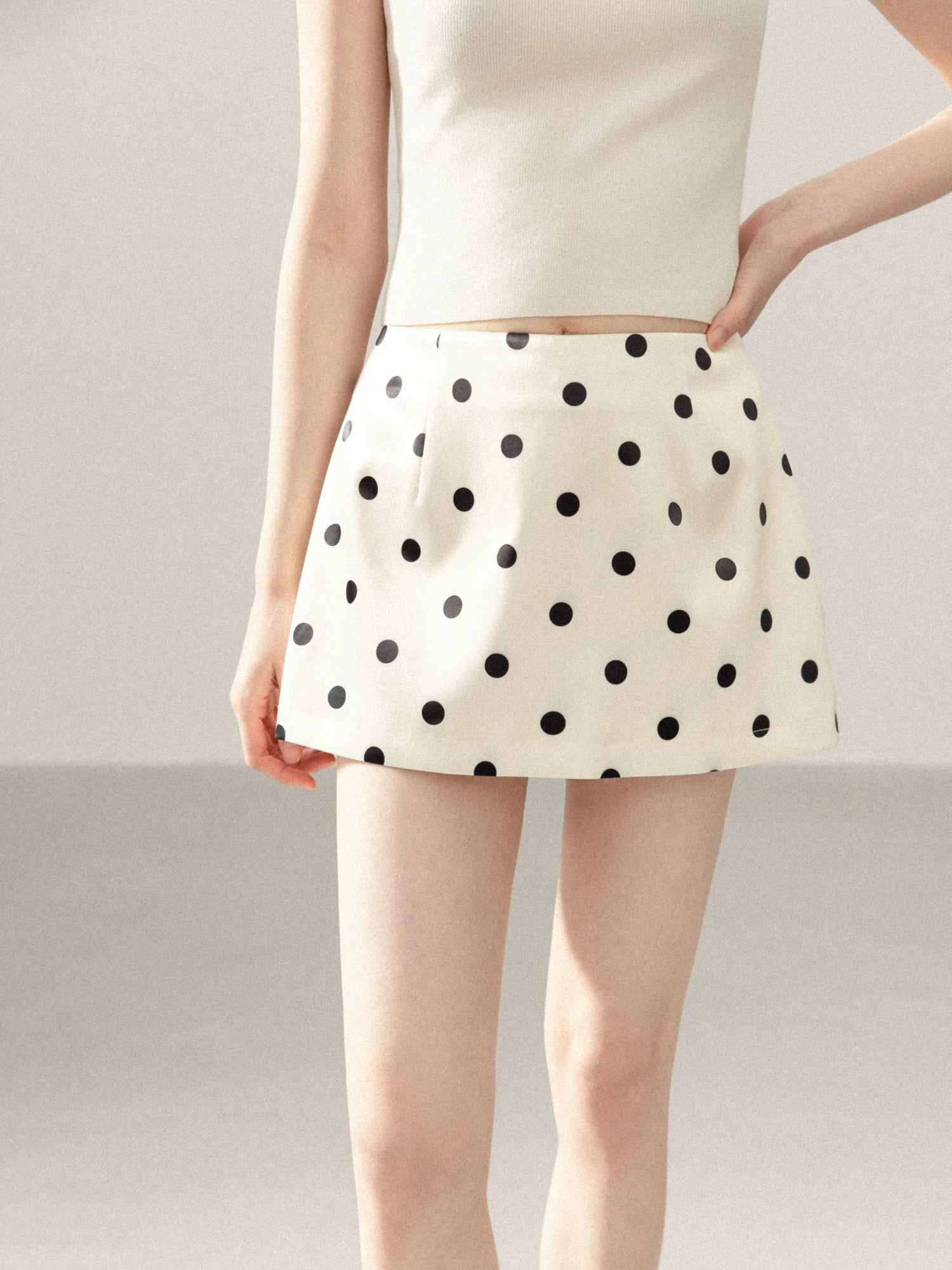 Cantonstory Polka Dot High Waist Slim Skirt Pants