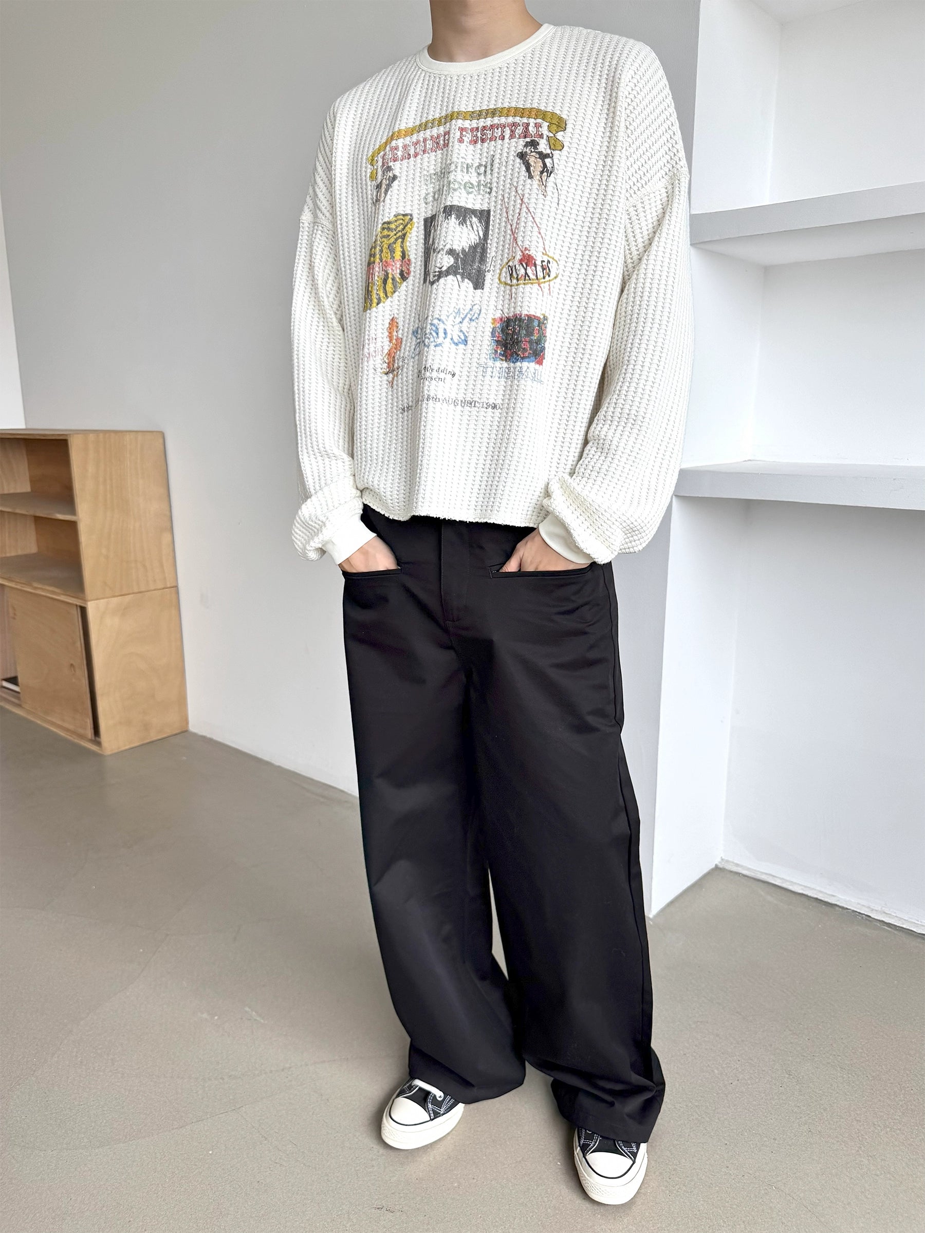 Erole Waffle Digital Printed Pullover Sweater